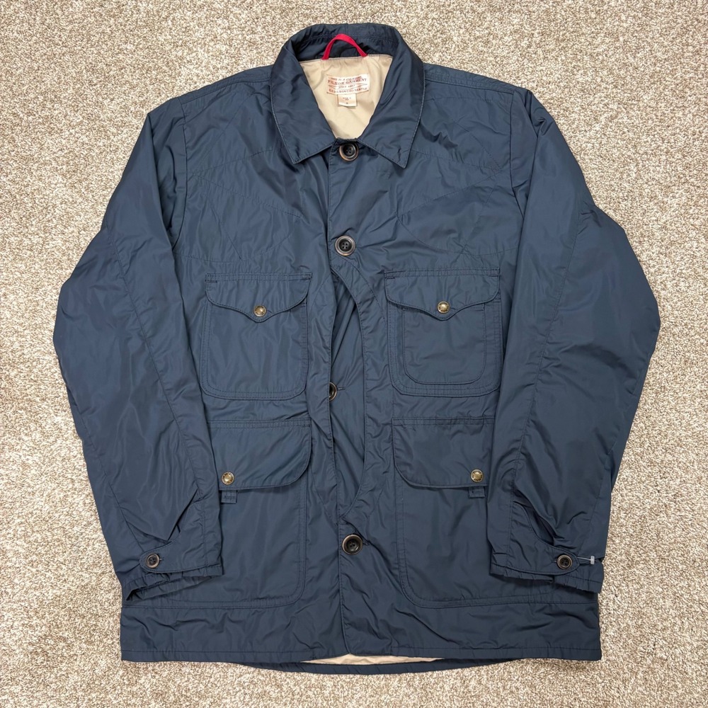 Filson Packable Elkhorn Jacket Mens Medium Hunting Half Moon Navy USA Made 10460